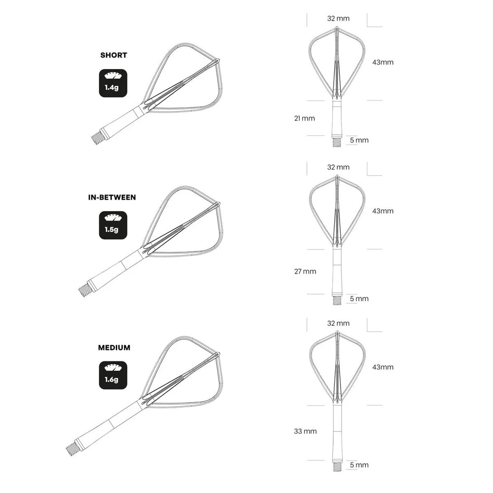 Shot Flight Deck One Piece Dart Flight and Shaft System - Kite - Clear - Medium