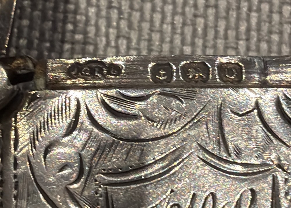Antique Solid Silver Vesta Case, Birmingham
