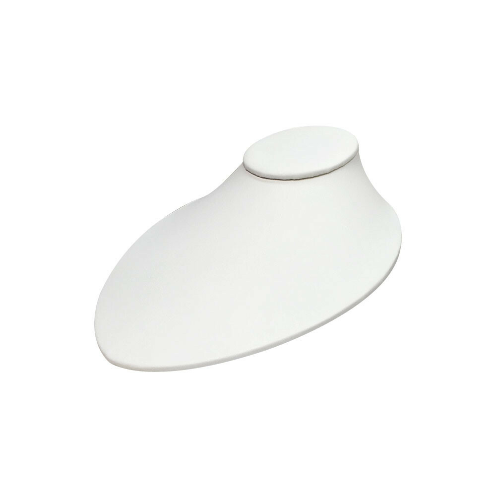 Necklace Holder White Faux Leather Pendant Chain Link Jewelry Display 8-1/2"x7"