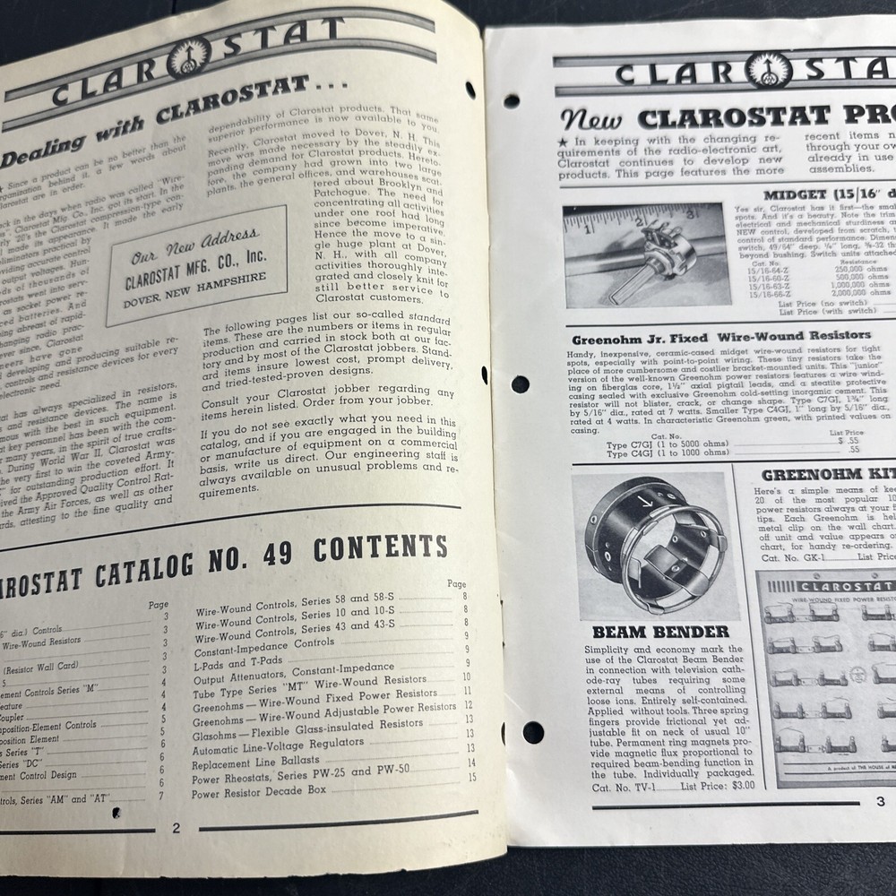 Controls Clarostat Resistors. Catalog No 49