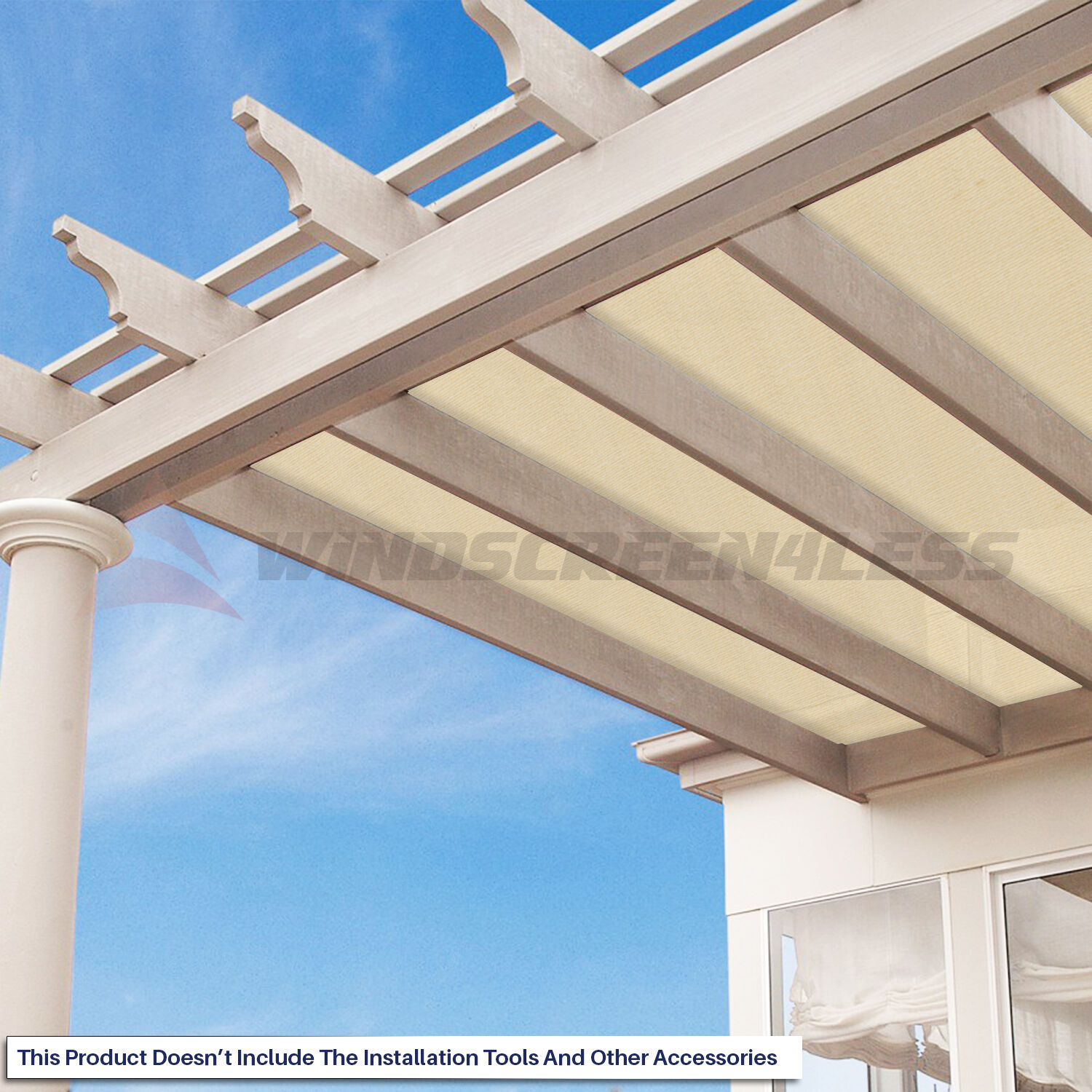 8ft Fabric Roll Sun Shade Cloth UV Awning Yard Patio Privacy Fence Screen Beige