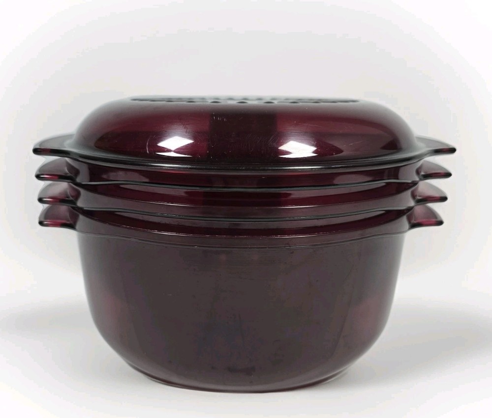 Tupperware Microwave Stack Cooker Steamer Cranberry Red 5 Piece Set
