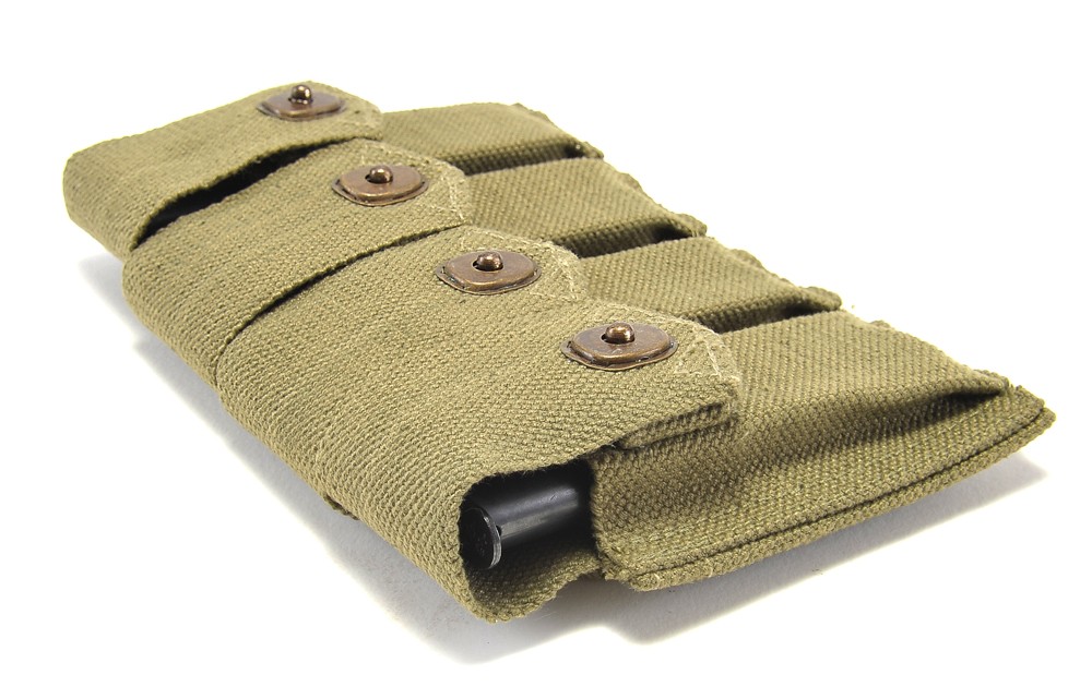 US WW2 Rigger Made M1911 .45 4 cell Magazine Pouch Marked JT&L 1944