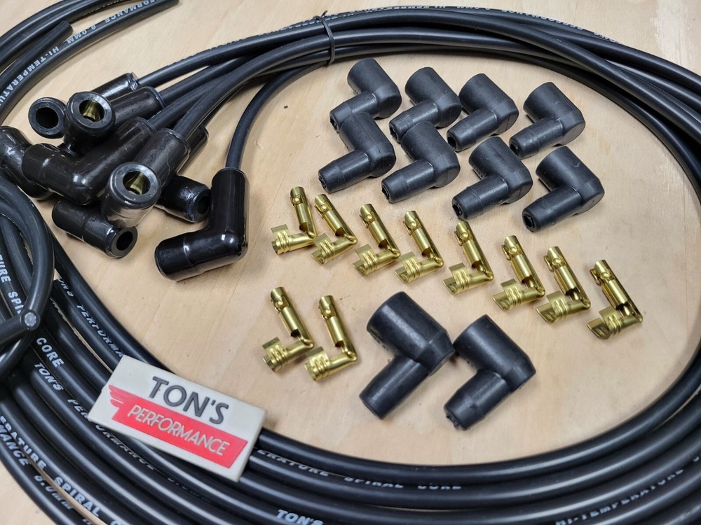 Ton's 90* B Ceramic 8mm Spark Plug Wire Kit High Temperature Silicone v8 Points
