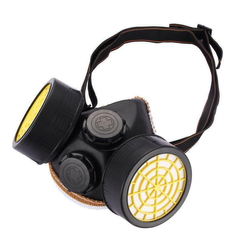Emergency Survival Safety Respiratory Gas Mask Goggles &2 Dual Protection Filter