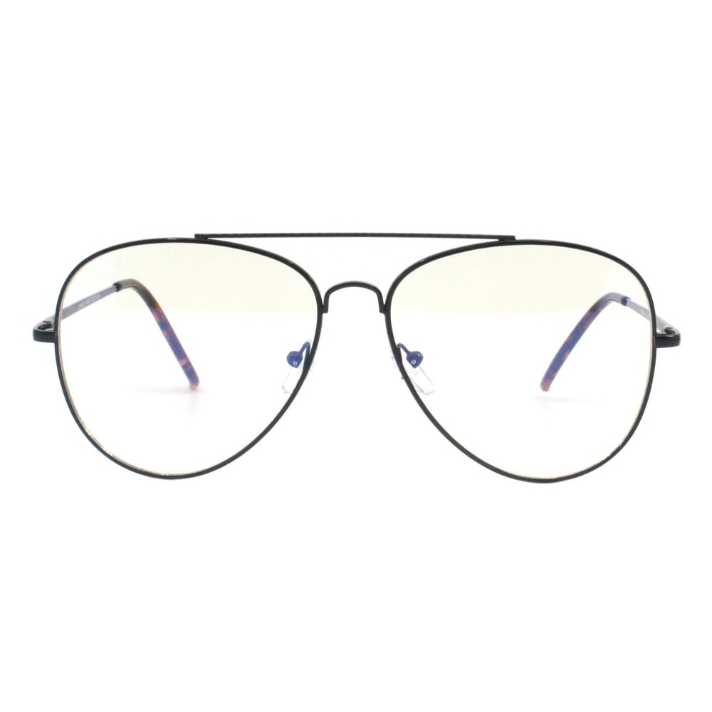 Blue Light Filtering Lens Eyeglasses Pilot Style Metal Frame Spring Hinge