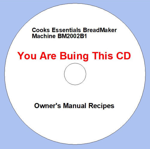 Cooks Essentials Bread Maker Machine Breadmaker Owner's Manual Recipes BM2002B1
