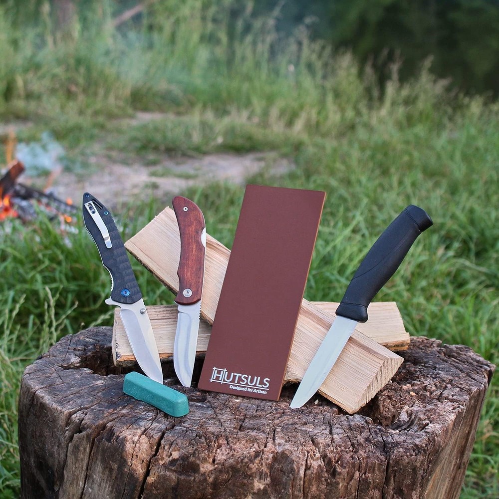 Brown Leather Strop with Compound - Get Razor-Sharp Edges with Stropping Kit,...