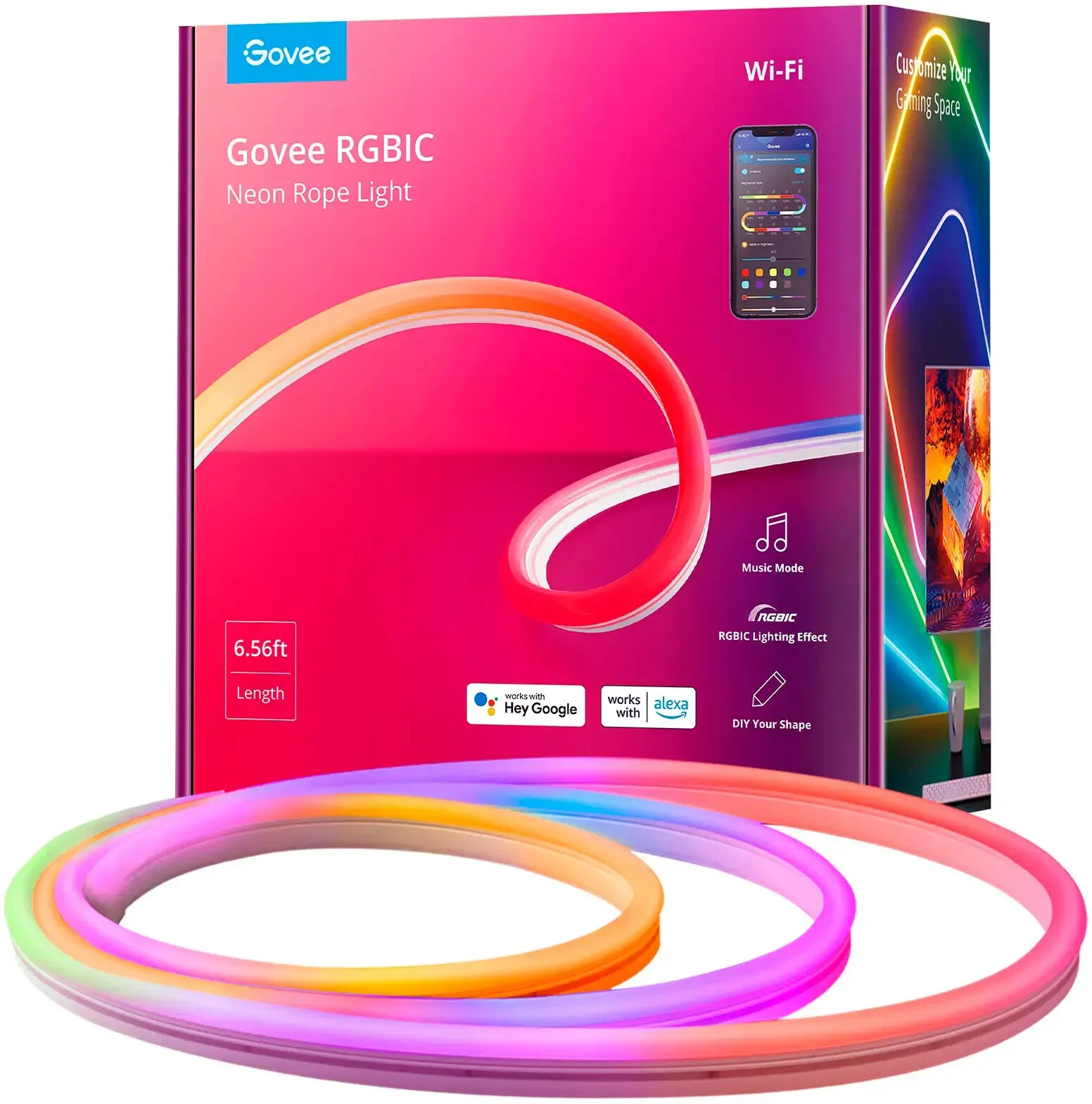 Govee - RGBIC Smart Neon Rope Light - 6.5 Ft *Open Box*