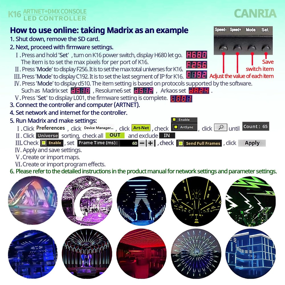 K16 ARTNET+DMX CONSOLE LED CONTROLLER, Professional Lighting Control, Suitabl...