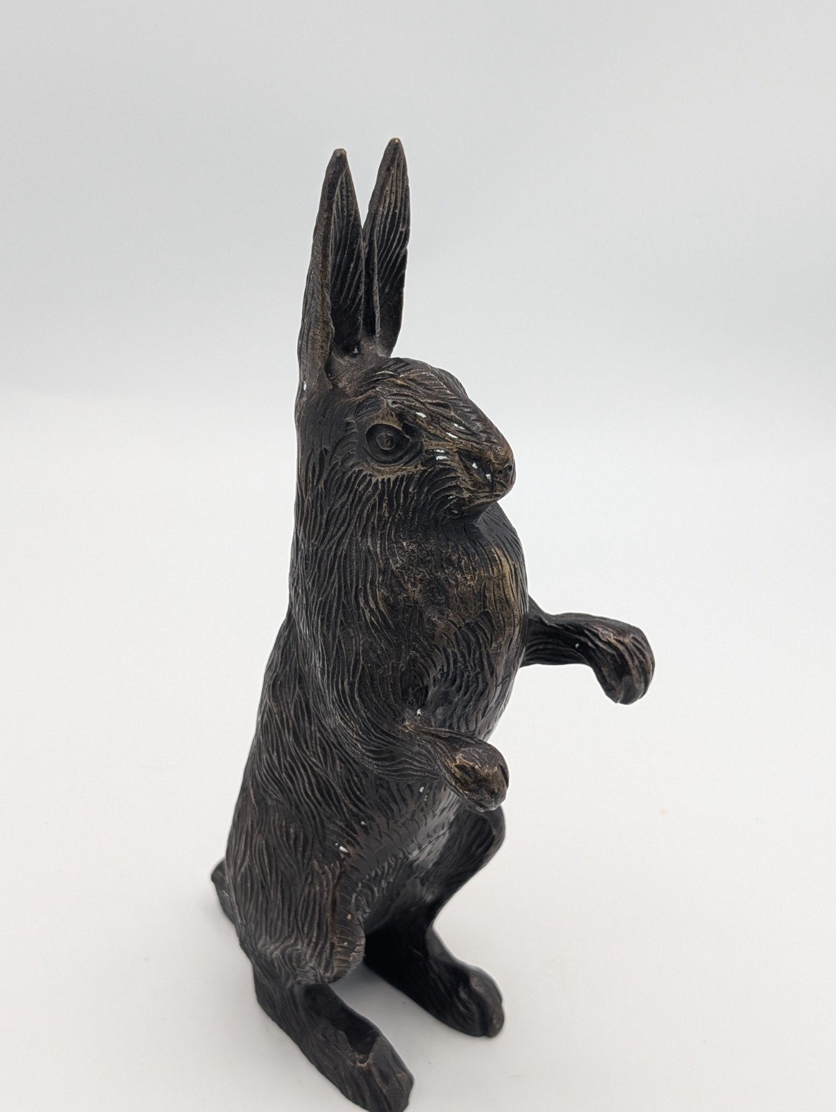 Vintage Bronze Standing Rabbit Hare Doorstop Figurine Sculpture Heavy Bronze Art