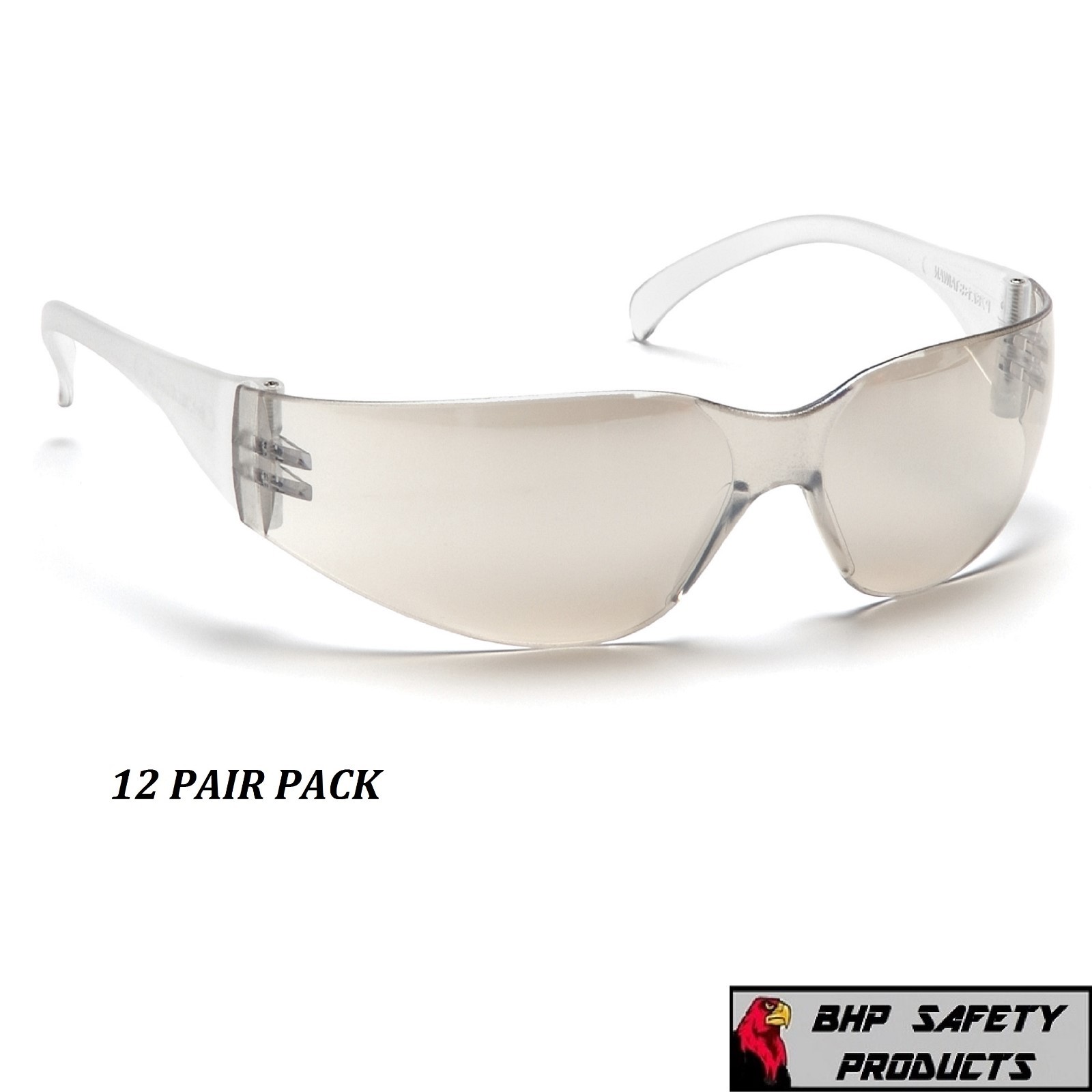 PYRAMEX INTRUDER SAFETY GLASSES I/O MIRROR LENS INDOOR/OUTDOOR S4180S (12 PAIR)