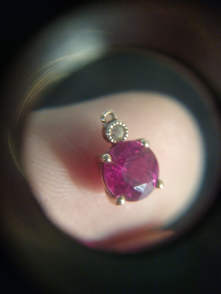 0.8 Grams Ruby Sterling Silver 925 Charm Pendant