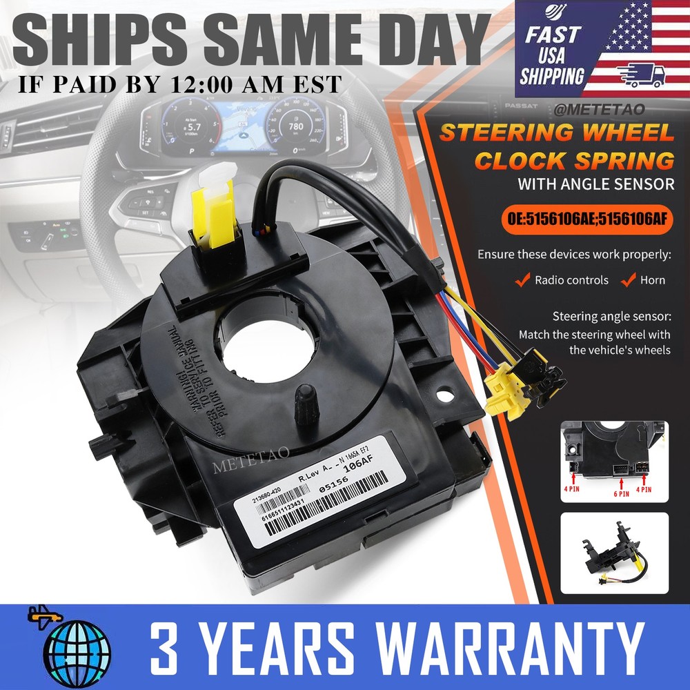 Clock Spring For Jeep Wrangler JK 2007-2018 With Angle Sensor Steering Wheel