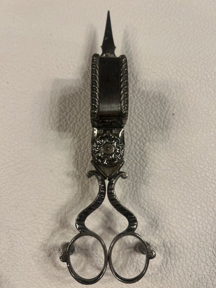 Antique Victorian Signed Gilbert Silverplate Footed CANDLE Wick SNUFFER & Tray