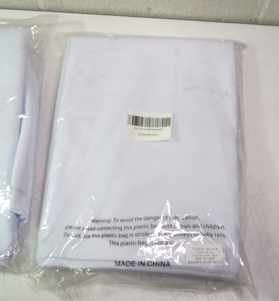 2 White Polyester Backdrop Curtains 2 Panels 5ft x10ft Per Pack 4 TOTAL PANELS