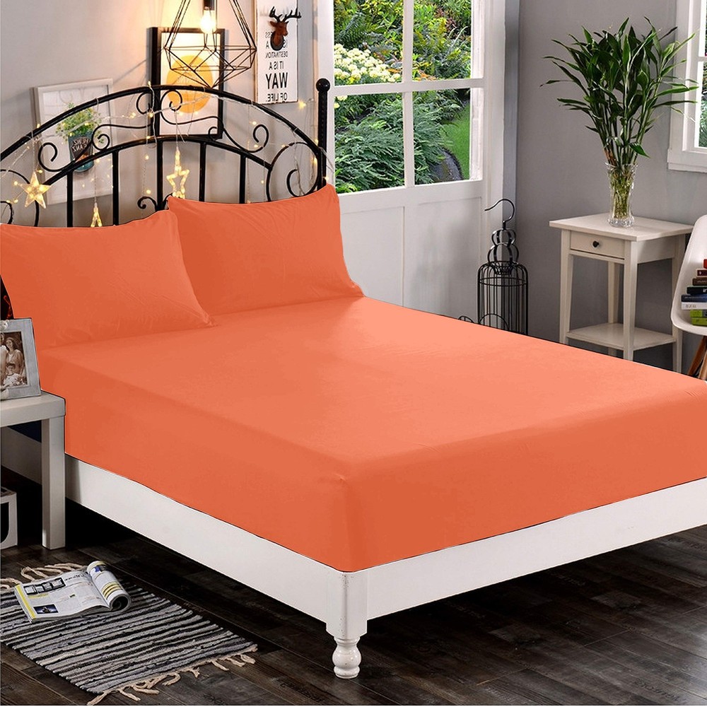 Lovely Solid Orange Bedding Collection 1000/1200 TC 100% Cotton