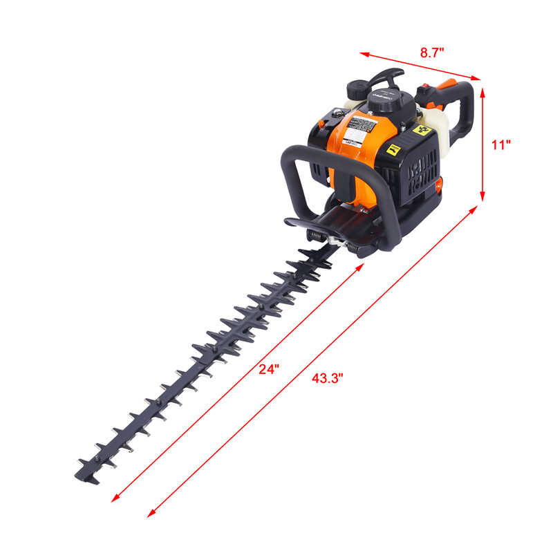 26cc 2-Cycle Gas Powered Hedge Trimmer Double Sided Blade 24" Recoil Gasoline