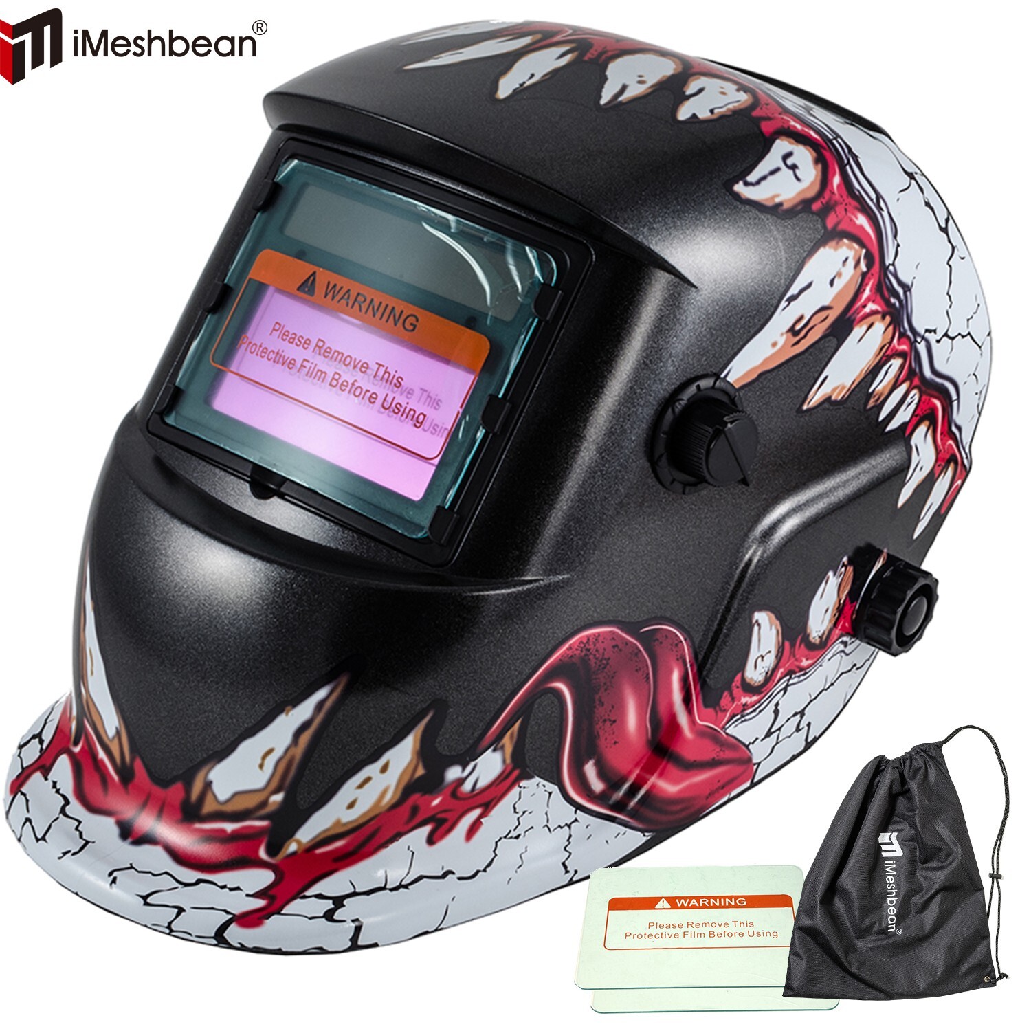Blood Mouth Solar Auto Darkening Welding Helmet Arc Tig Mig Welder Mask Hood+Bag