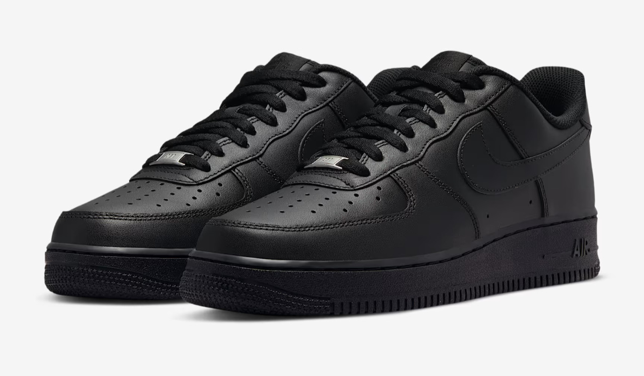 Nike Youth Air Force 1 Low Triple Black FV5951-001 GS Shoes NEW