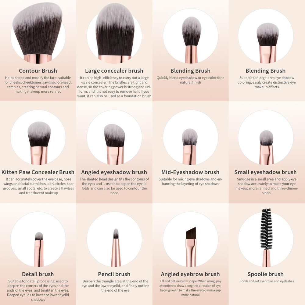 Makeup Brushes 6Pieces Double Sided Makeup Brushes Set Professional Foundation E