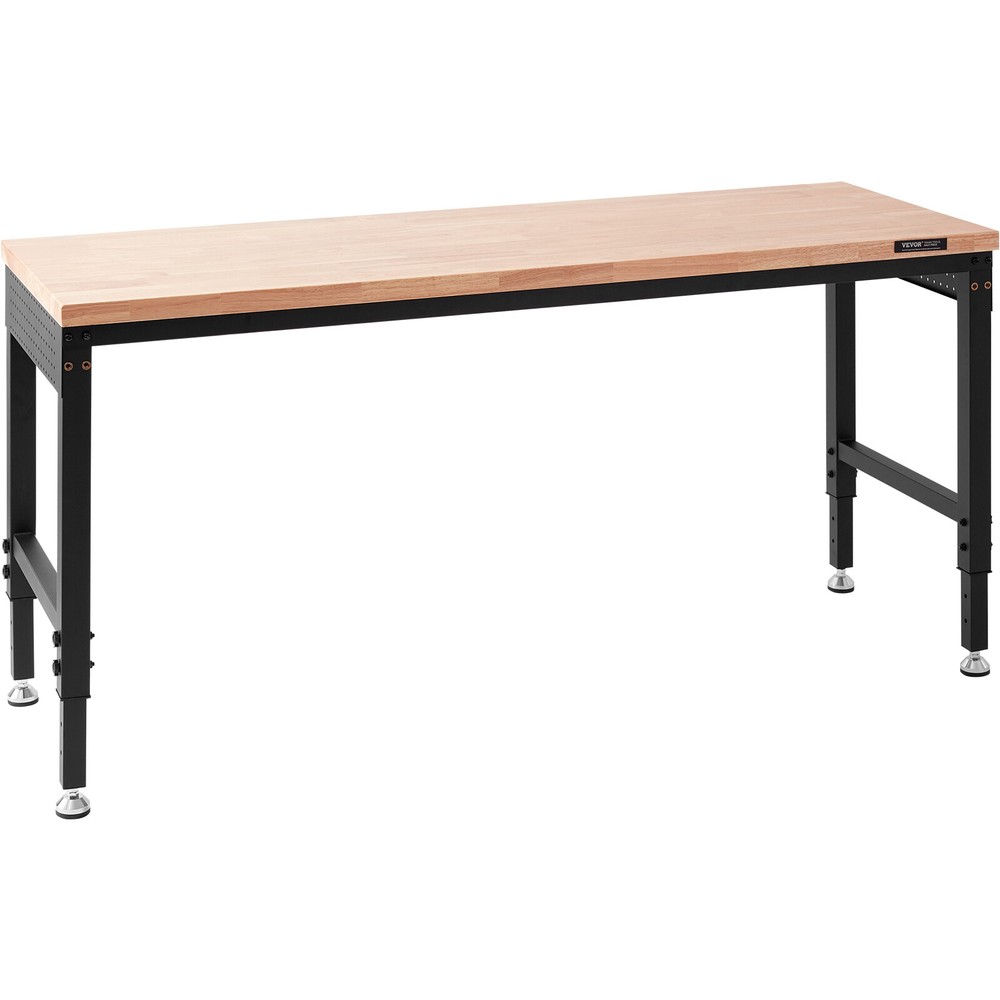 VEVOR Adjustable Height Workbench 72"L x 25"W Work Bench Table w/ Power Outlets