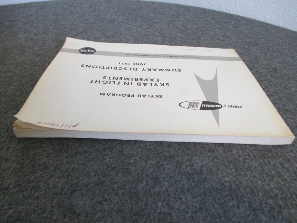 NASA APOLLO SKYLAB PROGRAM 1971 IN-FLIGHT EXPERIMENTS & SUMMARY DESCRIPTION BOOK