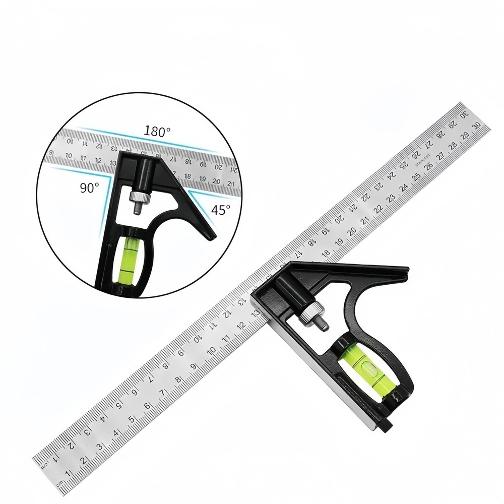 300mm 12" Adjustable Engineers Combination Square Set Right Angle Ruler Tools