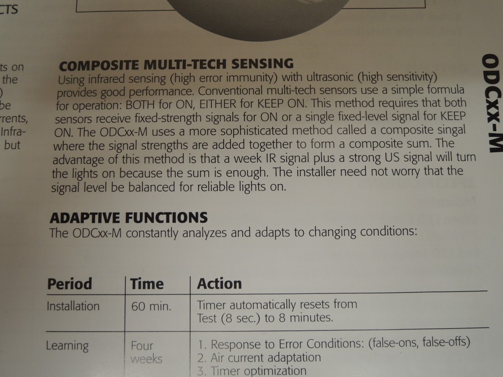 LEVITON ODC05-M0W MULTI-TECH CEILING MOUNT OCCUPANCY SENSOR, 500-SQFT, 24-VDC