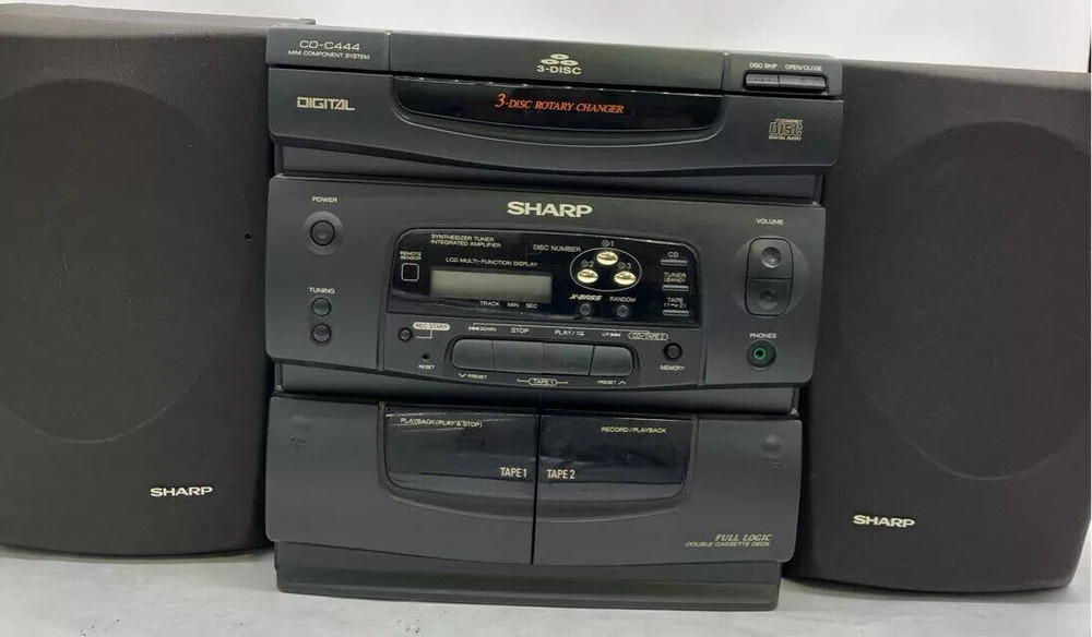 SHARP Mini Component System CD-C444 w original speakers WORKING FAST SHIPPING