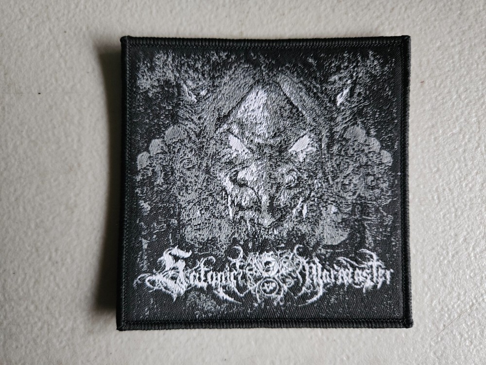 SATANIC WARMASTER, SEW ON BLACK BORDER WOVEN PATCH