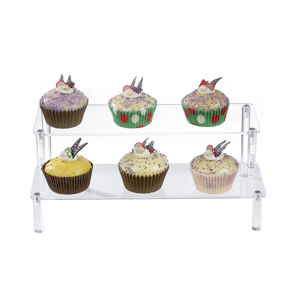 BYCY Acrylic Clear 2-Tier Riser Display Shelf for Figures, 2tier-clear