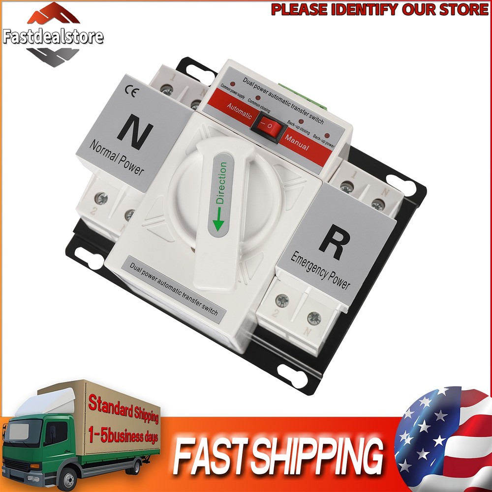 2P 63A Dual Power Automatic Transfer Switch 110V AC-33iB CB Level Toggle