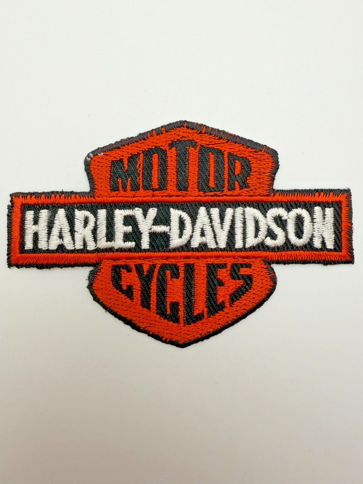 Harley-Davidson Motor Cycles Biker Patch Name Orange Iron On (*CONDITION ISSUES)