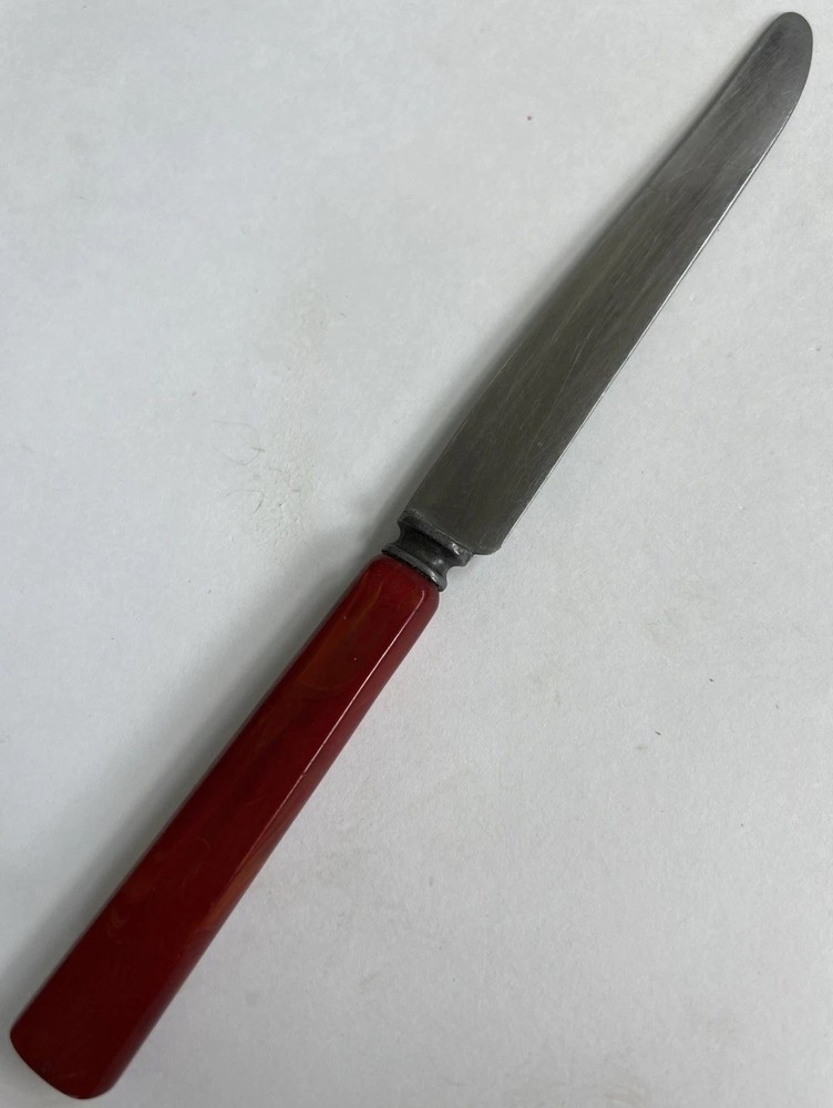 Landers Stainless Flatware Knife Red Bakelite Handle