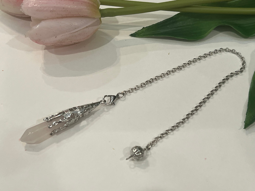 Blessed Rose Quartz Elegant Pendulum, Dowsing Rod, Wicca Tools