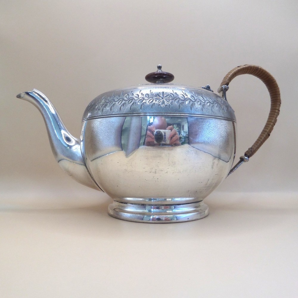 Barker Ellis Britanoid Silver Plated 2 Pint Teapot Wicker Handle 7627