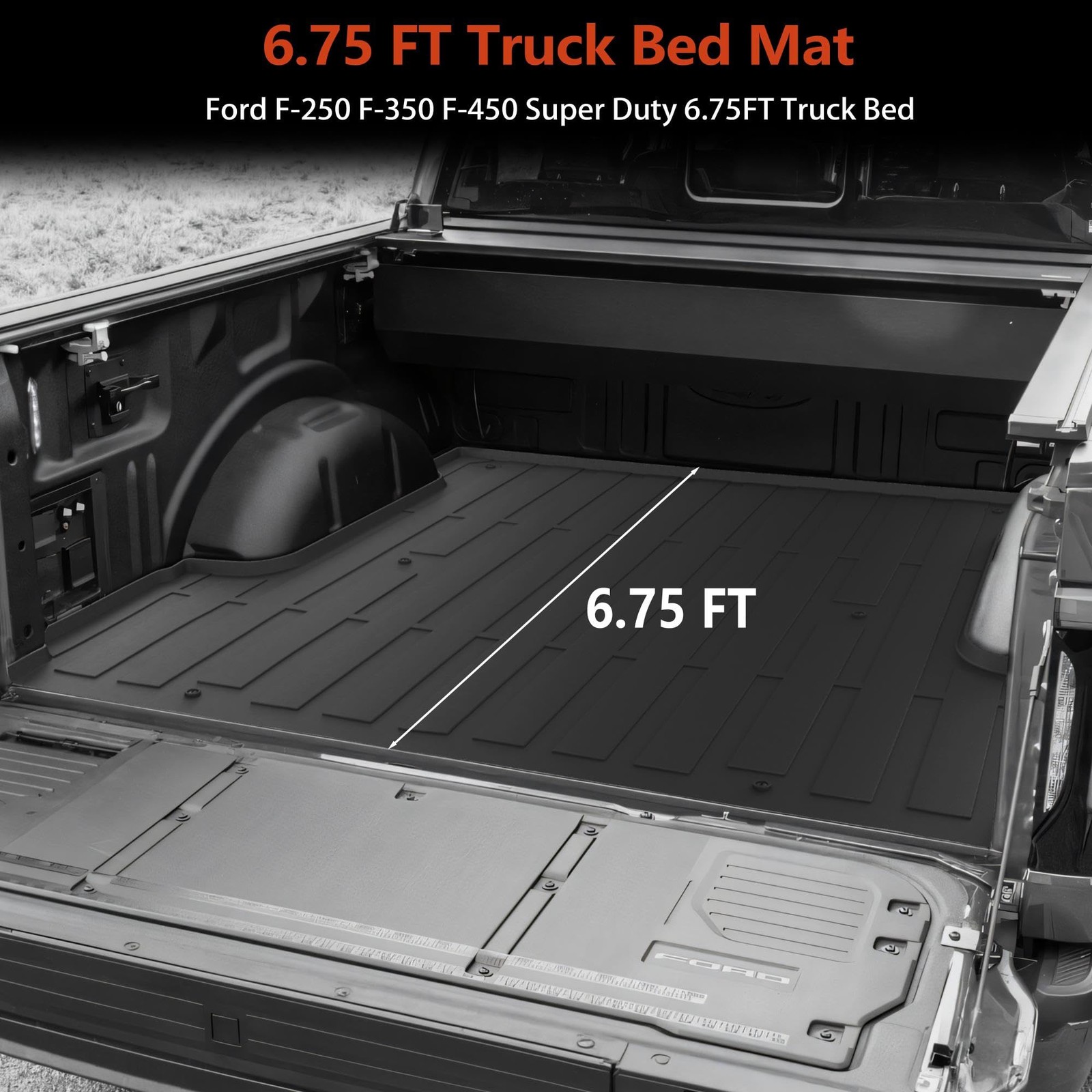 All Weather TPE Truck Bed Mat for F250 F350 F450 6.75FT Bed