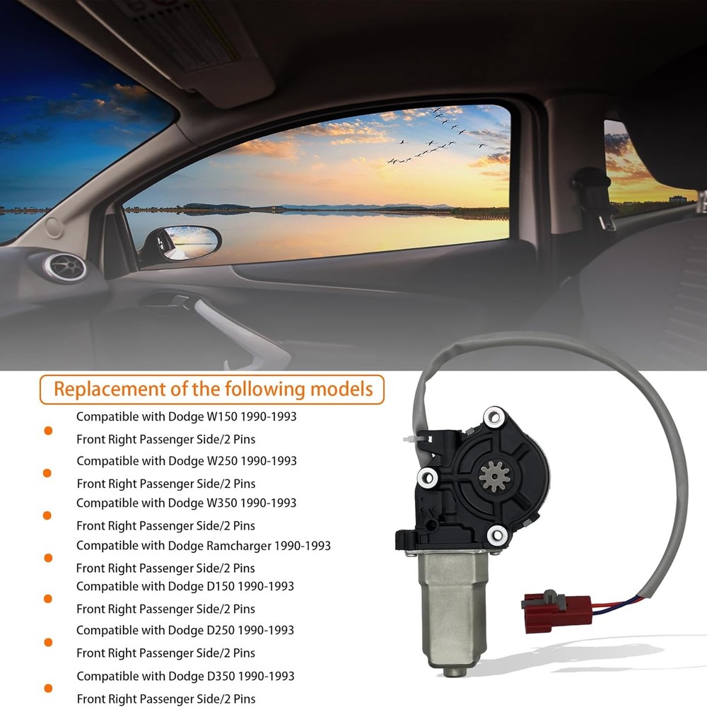 2 pins Front Right Passenger Side Power Window Motor Compatible with Dodge