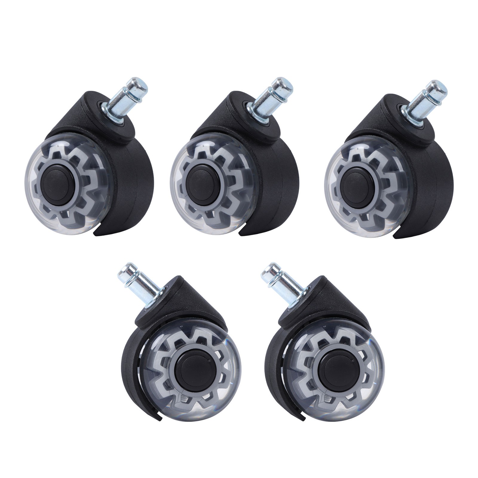5 Pack Office Chair Wheels Replacement Rubber Chair Casters 360° Swivel 2 Inch