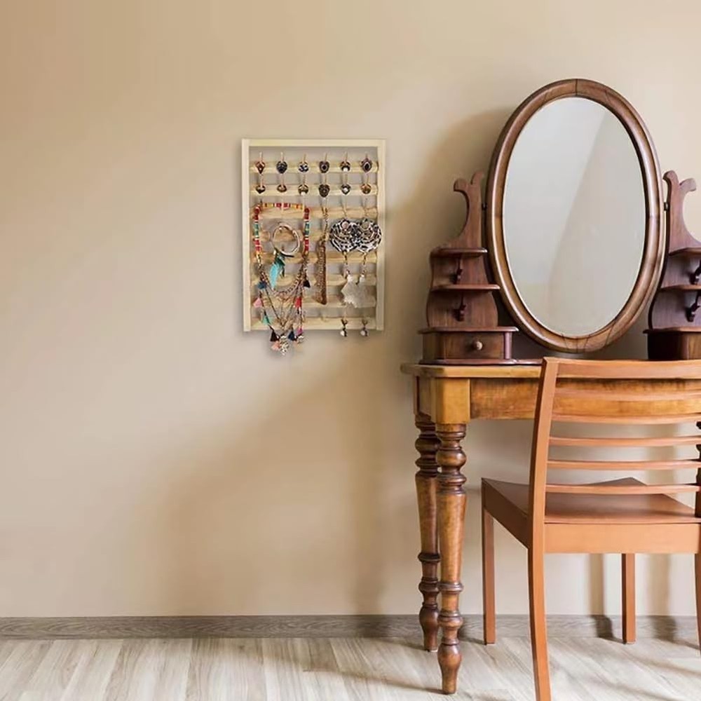 Compact 48-Spool Thread Holder: Wall-Mounted with Convenient Hanging Hooks