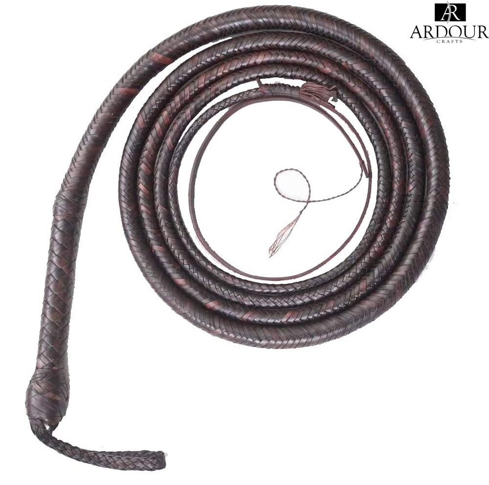 Real Leather Bullwhip 4‑16FT Handmade 16 Plait Braided Western Style Bull whip