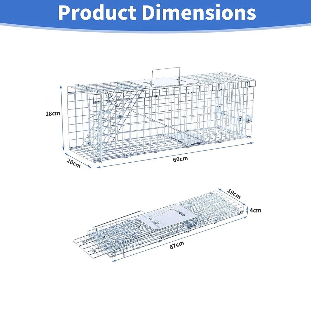 Extra Large Rodent Cage Live Animal Trap Garden Rabbit Raccoon Cat 32" x 12.5"