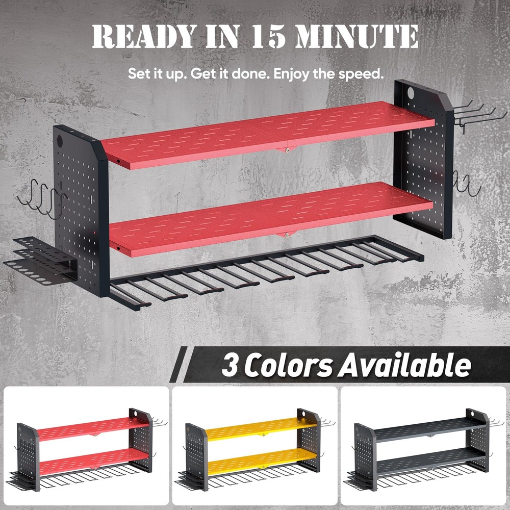 Nacial Power Tool Organizer Wall Mount, 8 Drill without Strip, Red