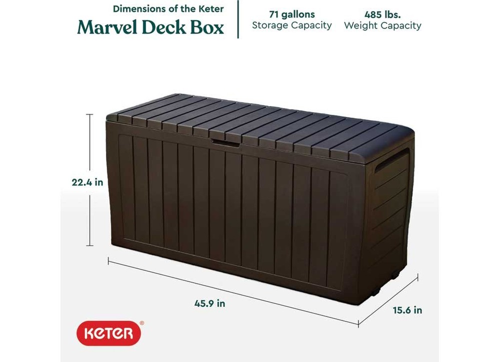 Keter 230623 Marvel 71 Gallon Deck Box - Brown