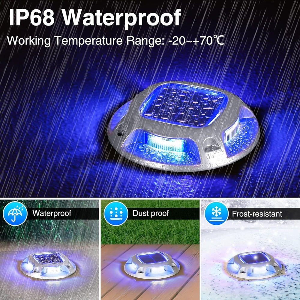 8Pack Led Multicolor Solar Deck Lights Outdoor Dock Driveway Lights for Sidewalk