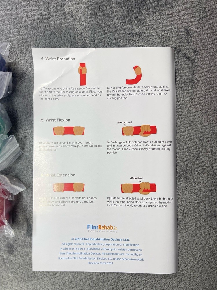 FlintRehab Flex Bars 3 Pack Multicolor Hand Therapy Resistance Exercise Bars