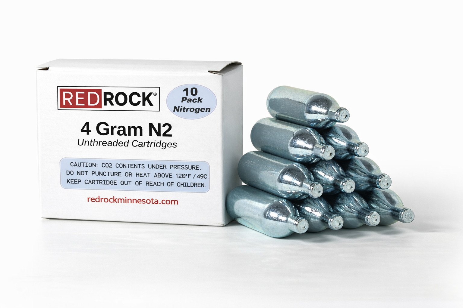 10 Redrock 4.1 g Nitrogen N2 Cartridges NITRO Cold Brew Growler Gas UnThreaded