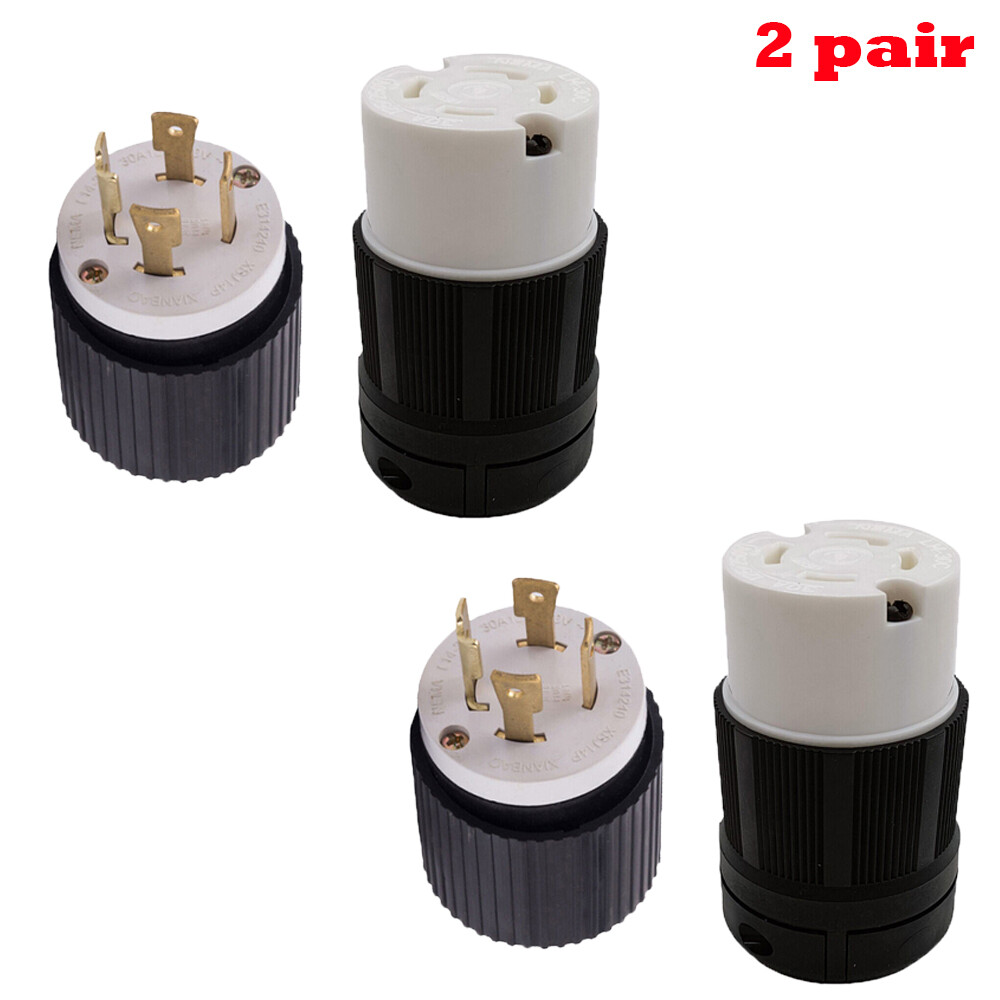 2 Pairs 30Amp 125/250V Male Female Twist Lock 4 Wire Plug Nema L14-30 Receptacle
