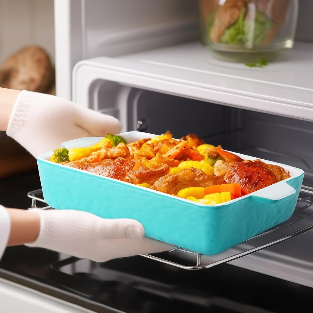 Baking Dish, Rectangular Casserole Dish for Oven, Lasagna Pan Deep Aquamarine